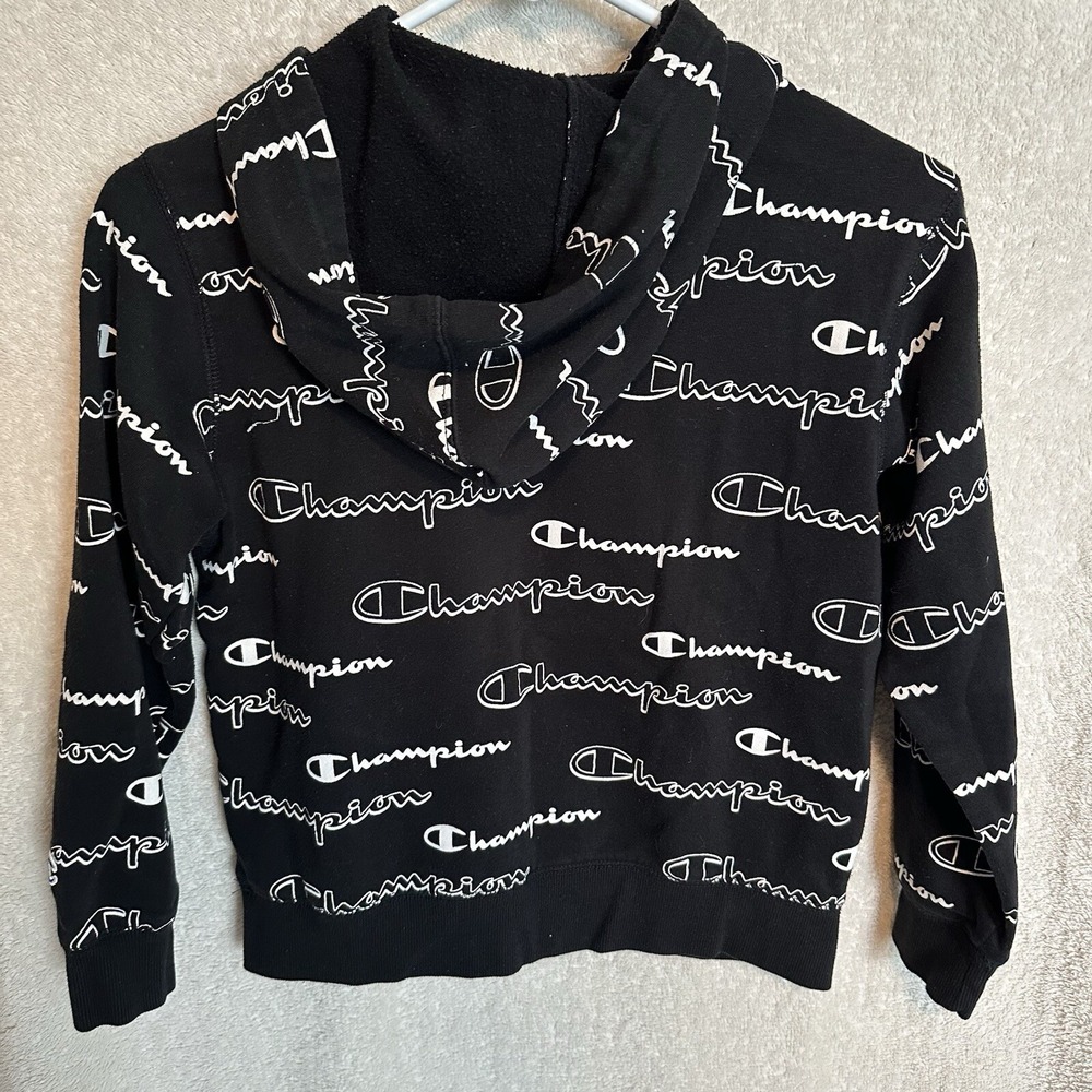 Champion Youth Medium Sweatshirt All Over Print‎ Black White Logo Long Sleeve - Picture 4 of 5
